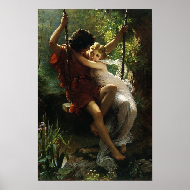 Póster Amantes en un columpio. Primavera de Pierre August (Frente)