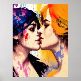 Póster Amantes lesbianas se besan
