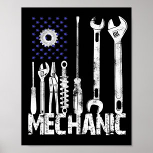 Póster Amantes mecánicos   Bandera mecánica de los Estado
