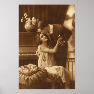 Póster Amantes Vintage, Amamos la Música Romántica