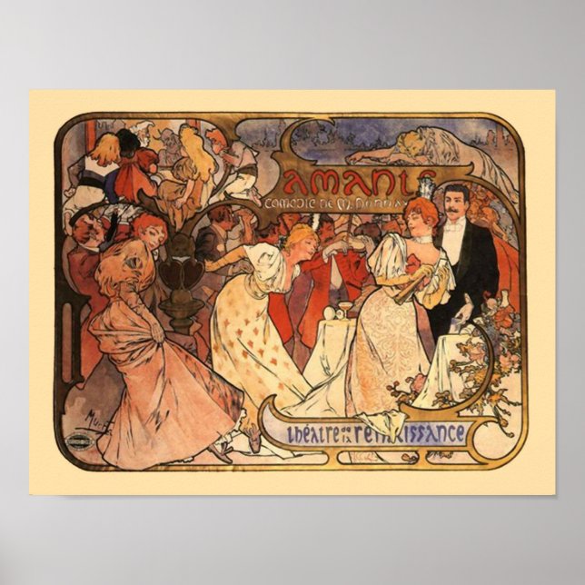 Póster Amants, Alphonse Mucha (Frente)