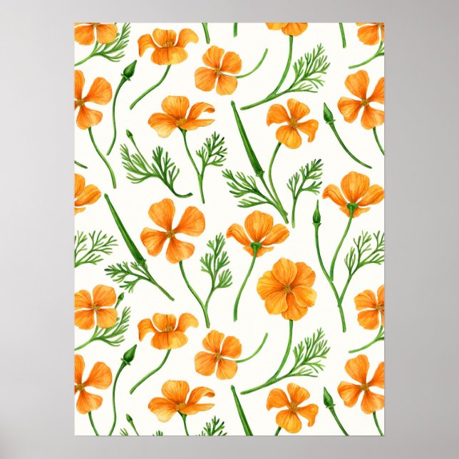 Póster amapolas de California, flores de verano, wil nara (Frente)