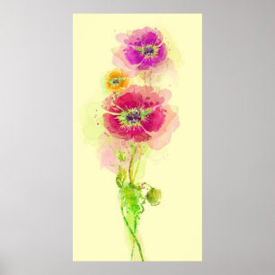 Póster Amapolas pintadas 2 de la acuarela