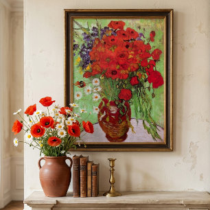 Póster Amapolas rojas y margaritas por Vincent van Gogh