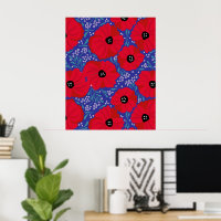 Amapolas sobre fondo púrpura ilustradas a mano