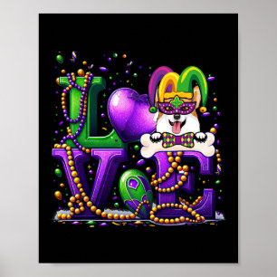 Póster Amar a Corgi Perro Carnaval Máscara Perro Perro Pe