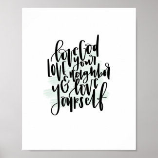 Póster Amar a Dios Amar a tu vecino y Amarte a ti mismo P