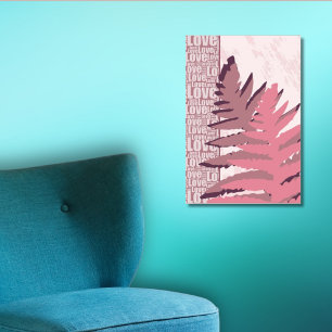 Póster Amar a la Naturaleza Estilizadas Hojas de Fern Ros