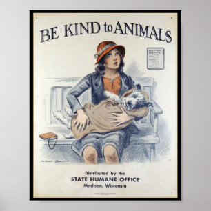 Póster Amar a los animales - Afiche de época
