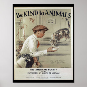 Póster Amar a los animales - Afiche de época