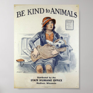 Póster Amar a los animales - Afiche de época