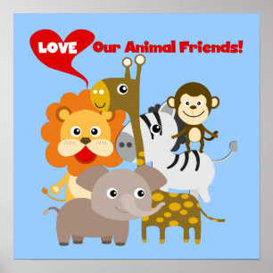 Póster Amar a nuestros amigos animales
