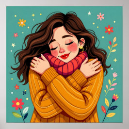 Póster Amar a ti mismo | Chica abrazándose