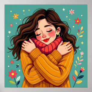 Póster Amar a ti mismo   Chica abrazándose