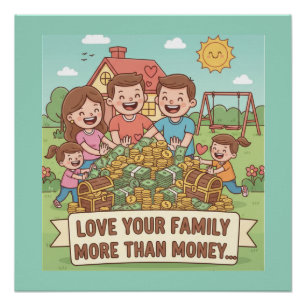 Póster Amar a tu familia más que dinero