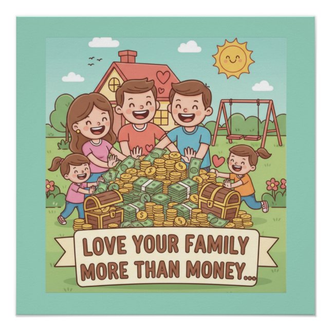 Póster Amar a tu familia más que dinero (Anverso)