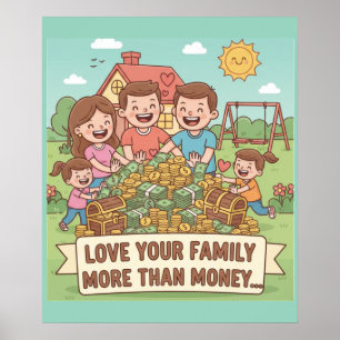 Póster Amar a tu familia más que dinero