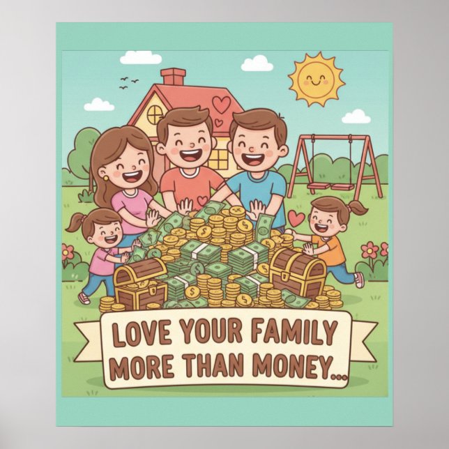 Póster Amar a tu familia más que dinero (Frente)