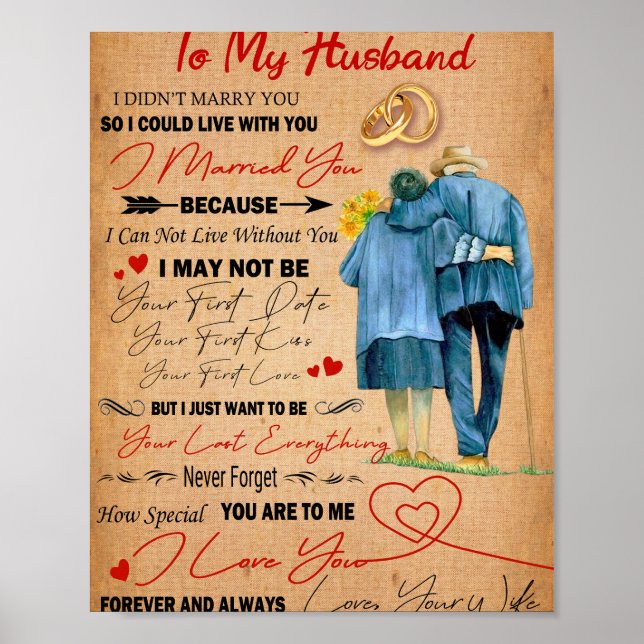 Póster Amar al marido | Carta A Mi Esposo Que Te Amo (Frente)