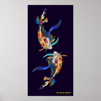 Póster Amar Kissing Koi Boda de pescado Poster vertical