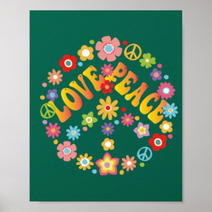 Póster AMAR LA LIBERTAD DE PAZ 60s 70s Tye Dye Vintage Hi