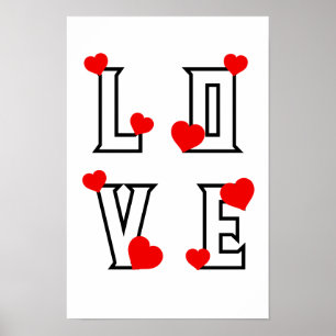 Póster AMAR los corazones rojos