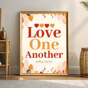 Póster Amar unos a otros Boho Christian Wall Art print