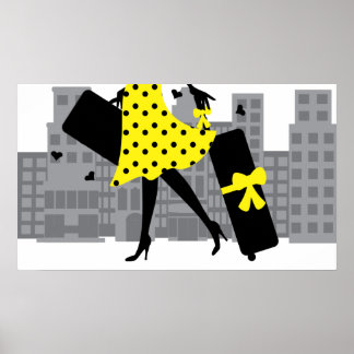 Póster Amar viajar amarillo
