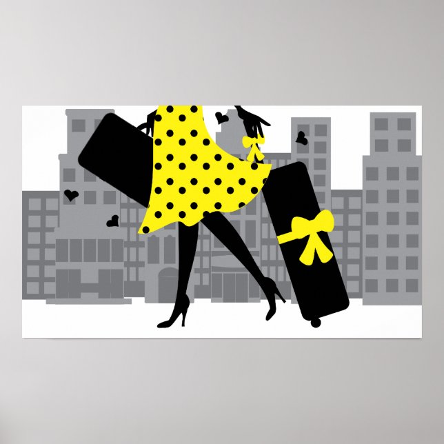Póster Amar viajar amarillo (Frente)
