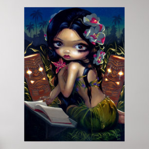 Póster Amara y el libro ART PRINT menehune tiki lowbrow