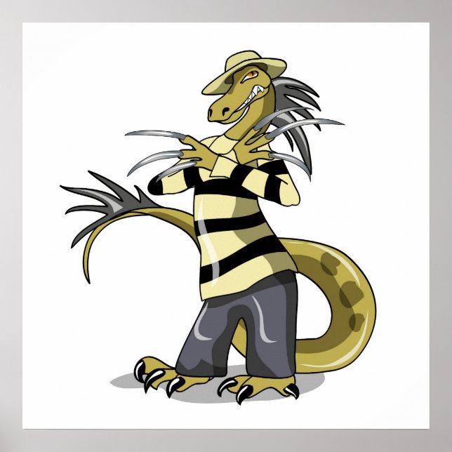Póster Amargasaurus Posando Como Freddy Krueger. (Frente)