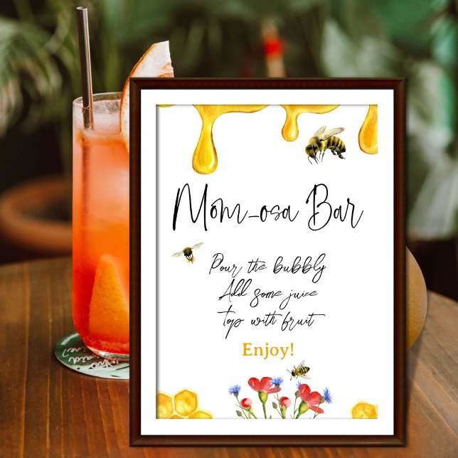Póster Amarillo Abeja Baby Shower Mom-Osa Bar (Subido por el creador)