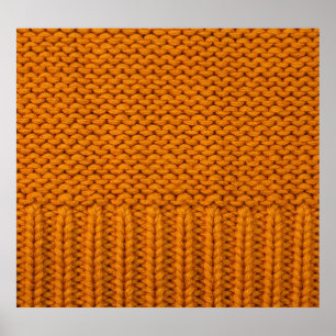 Póster Amarillo brillante: textura de punto hecha a mano.