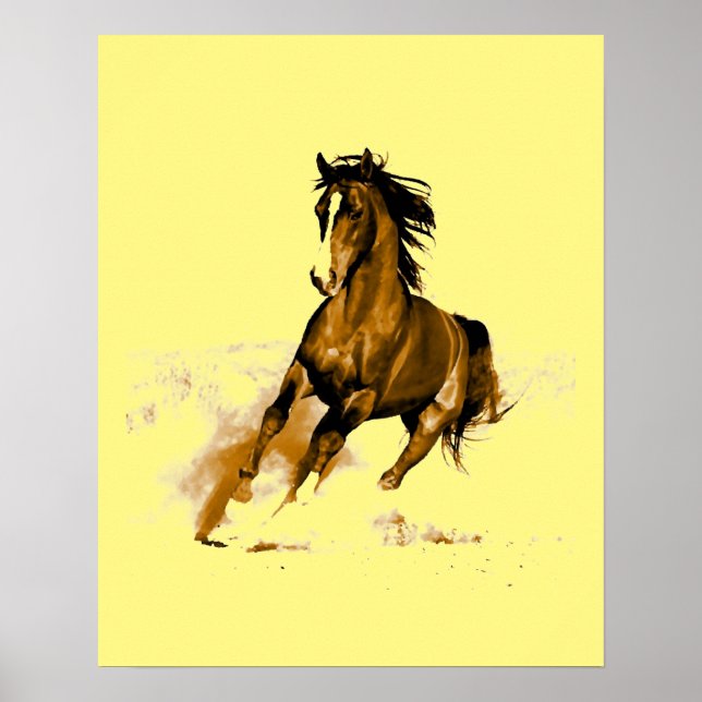 Poster Amarillo de arte Motivador de Caballo en ej (Frente)