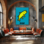 Póster Amarillo Fish Pop Art Negrita Animal Personalizado<br><div class="desc">Este poster de arte pop con peces amarillos cuenta con una silueta personalizado lúdica sobre un fondo turquesa. Con contornos fuertes y estilo pop minimalista,  forma parte de la colección de animales pop,  perfecta para añadir colores llamativos y carácter divertido a sus paredes.</div>