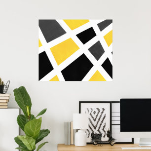 Póster Amarillo Gris Negro Blanco Geométrico
