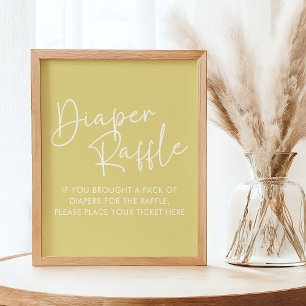 Póster Amarillo Moderno Oh Bebé Simple Diaper Raffle