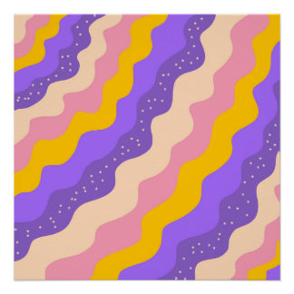 Póster Amarillo Purpura Abstracto Celestial con Rayas Gro