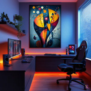 Póster Amarillo Rojo Azul - Obra maestra cubista Inspirad