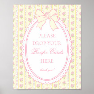 Póster Amarillo Vintage Receta Compartir Floral Elegante