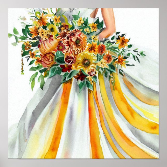Póster Amarillo y Naranja, cascadas nupciales 2, (Frente)