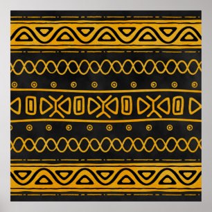 Póster Amarillo y negro africanos étnicos del modelo