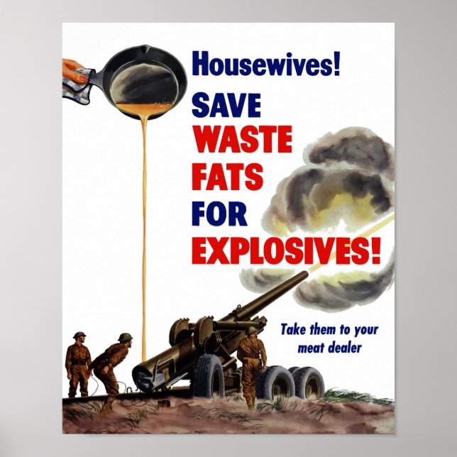 Póster ¡Amas de casa! ¡Salven Grasas De Desecho Para Expl (Frente)
