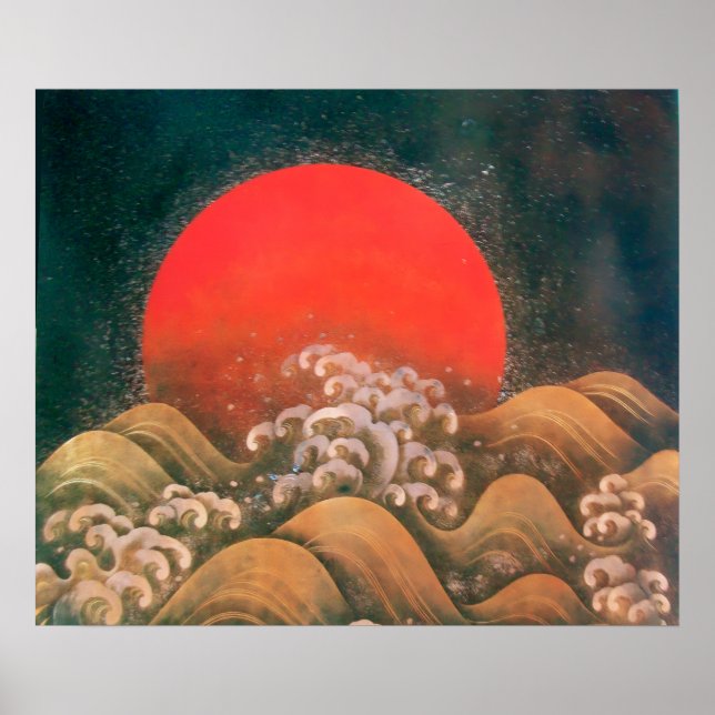 Póster AMATERASU , DIOSA DEL SOL ,rojo negro marrón (Frente)
