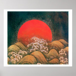 Póster AMATERASU , DIOSA DEL SOL ,rojo negro marrón blanc
