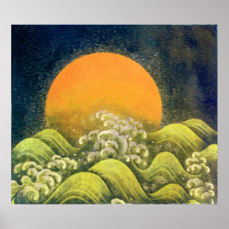 Póster AMATERASU , SUN GODDESS , amarillo verde negro
