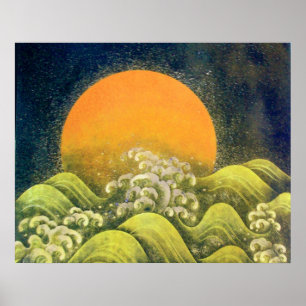 Póster AMATERASU , SUN GODDESS , amarillo verde negro
