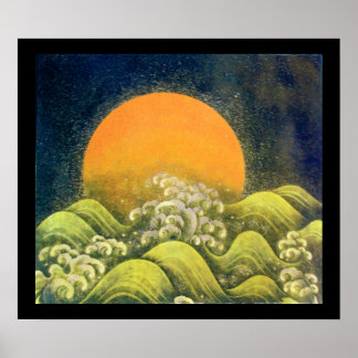 Póster AMATERASU , SUN GODDESS , amarillo verde negro