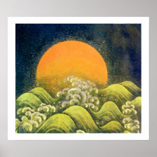 Póster AMATERASU , SUN GODDESS , amarillo verde negro bla