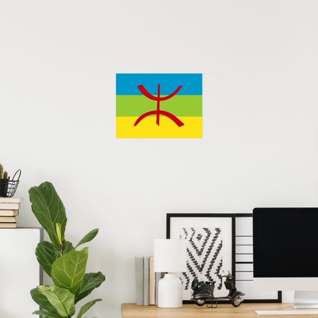 Póster Amazigh Flag Gift Berber Flag Kabyles (Oficina en casa)
